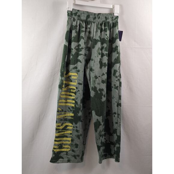 Guns N' Roses Camo Lounge Pants Wide Leg Green XS Sweatpants Camoflauge Sweats - Picture 6 of 7